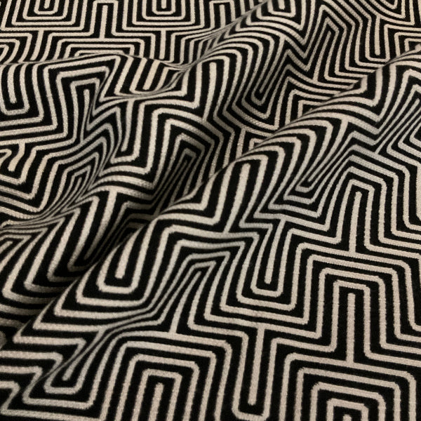 Sunbrella Key Figure Onyx Black White Outdoor Upholstery Fabric