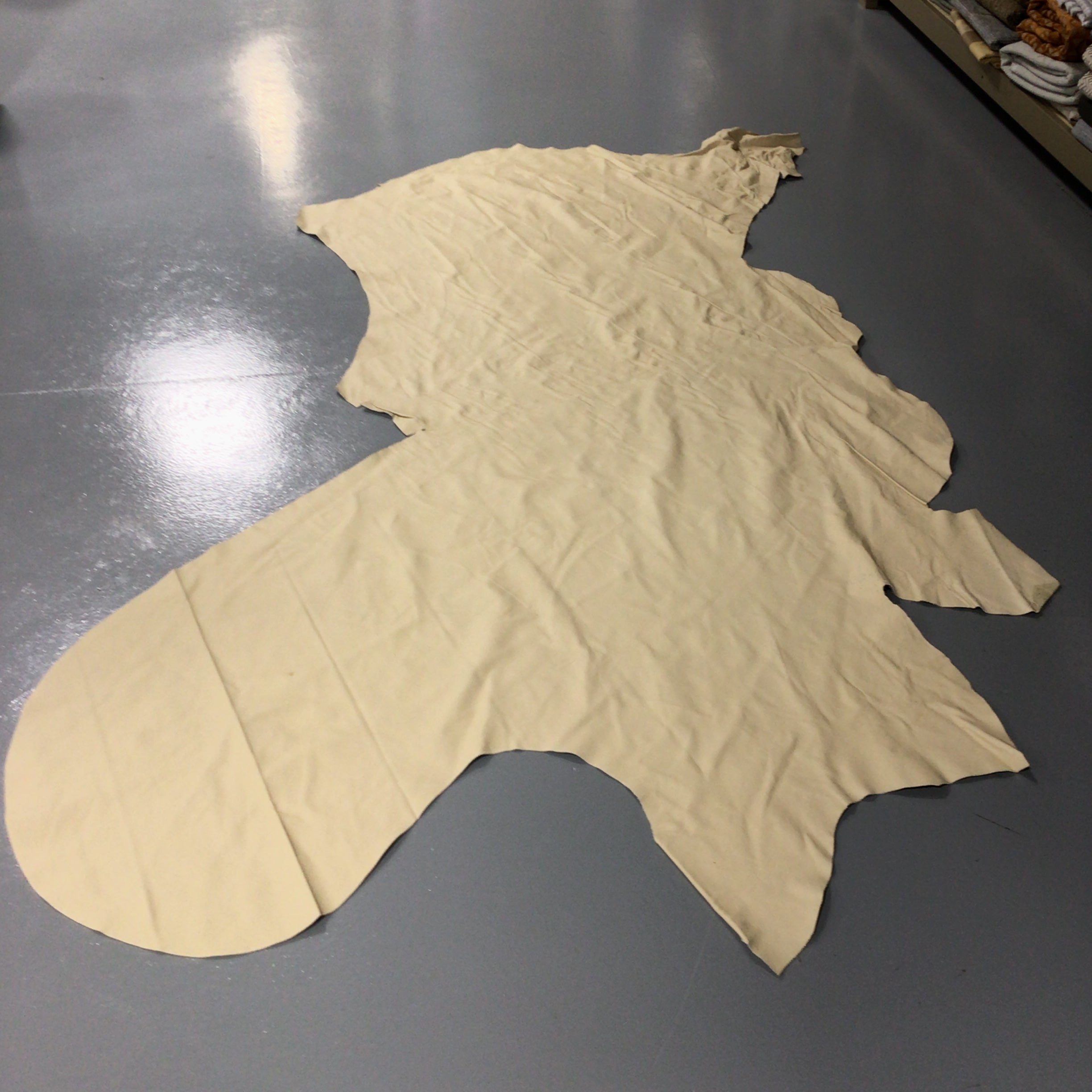 Cream Leather Hide Upholstery Remnant
