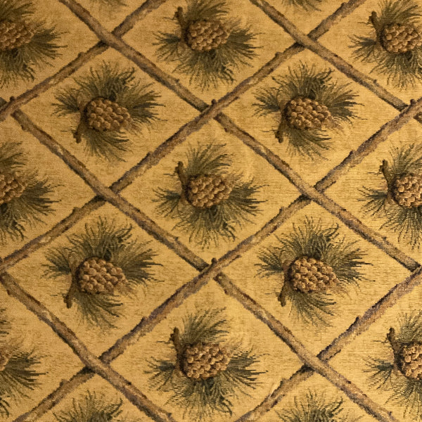 Regal Fabrics Lattice Pinecone Gold Upholstery Fabric
