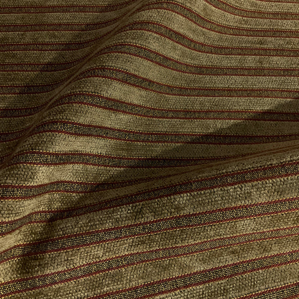 Jolsinlane Bronze Brown Chenille Stripe Upholstery Fabric
