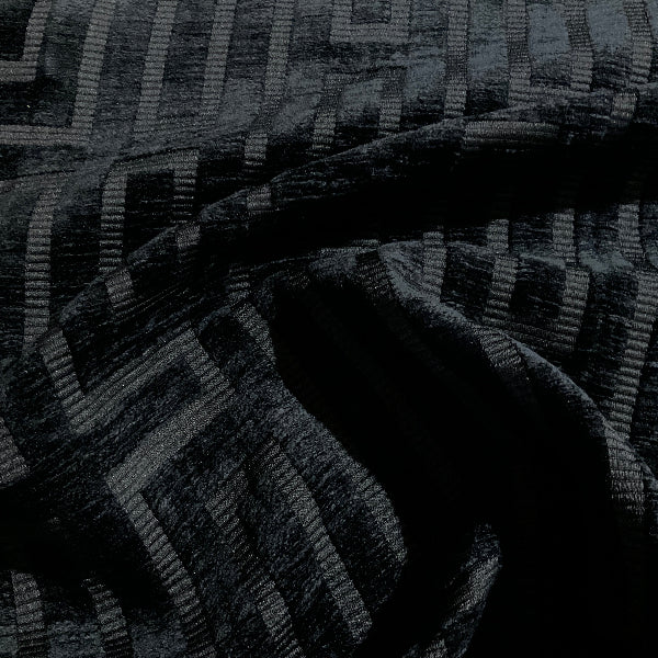 Burch Jet Ebony Black Textured Chenille Upholstery Fabric