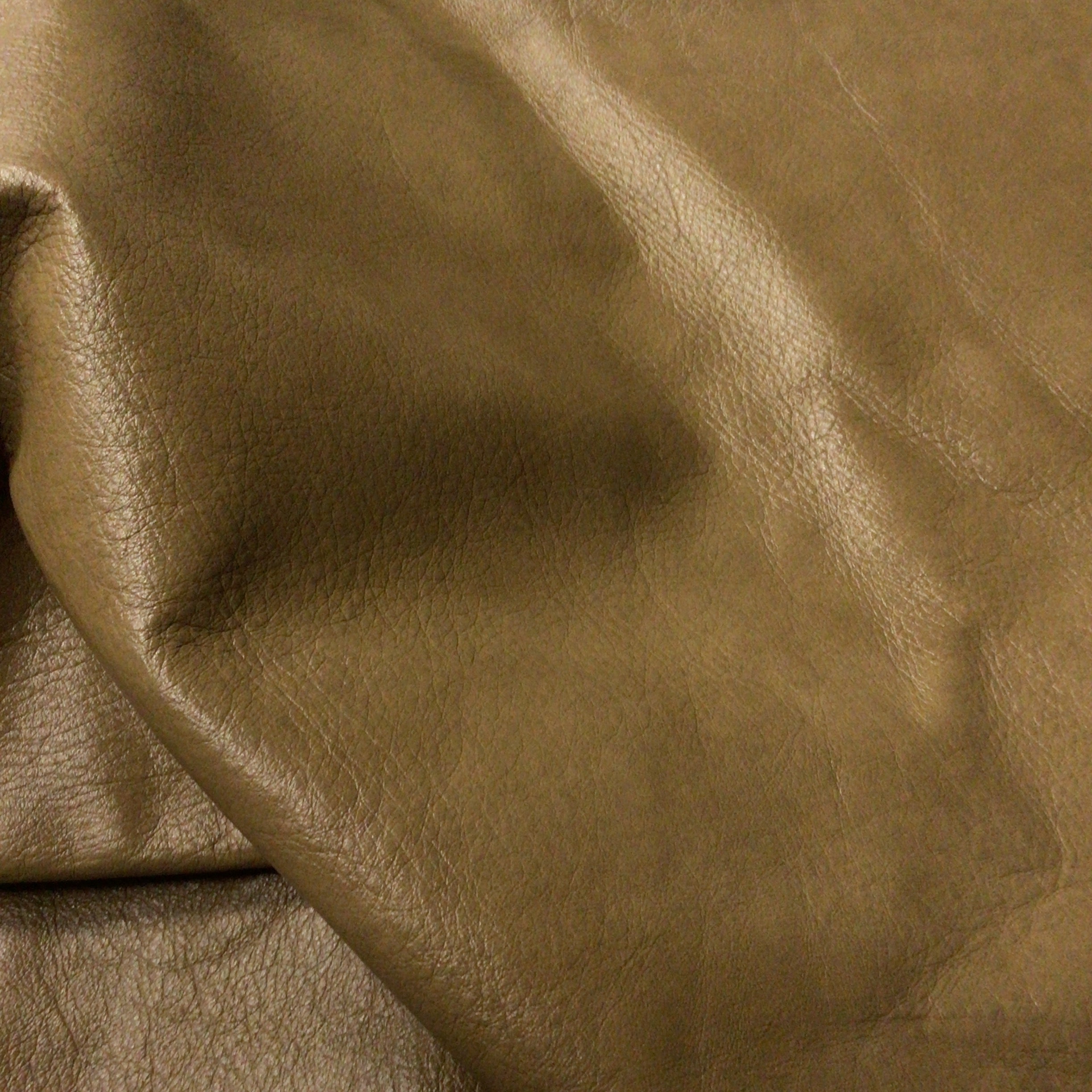 Gold Brown Leather Hide Upholstery Remnant