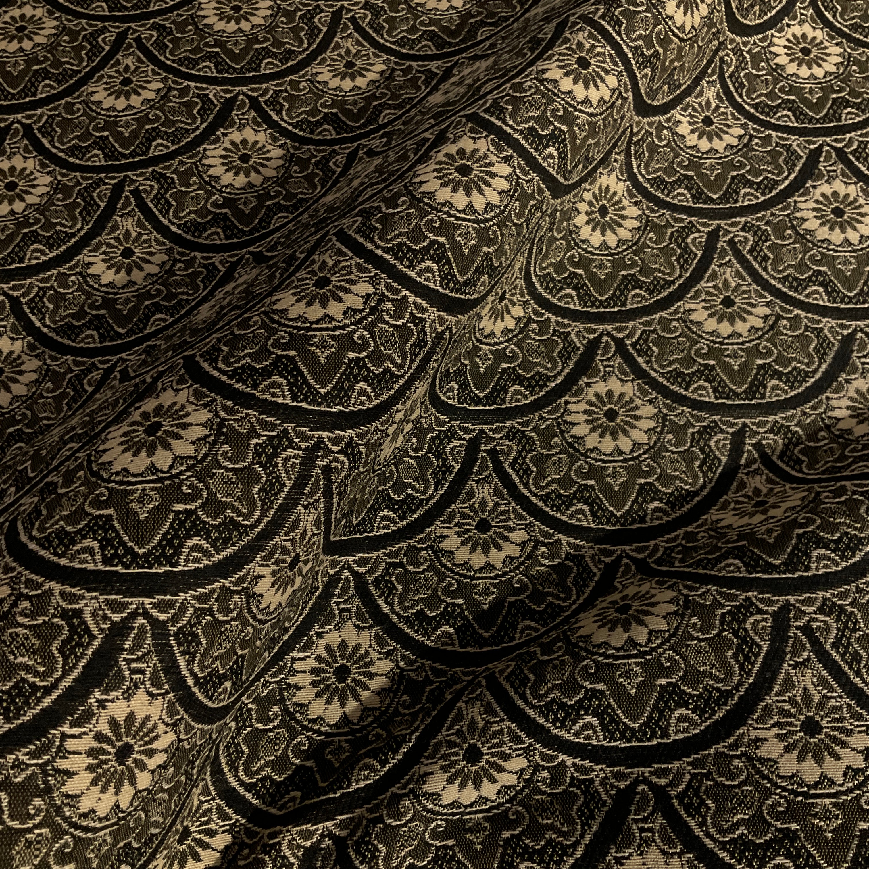 Burch Zeeland Ebony Black Scallop Upholstery Fabric