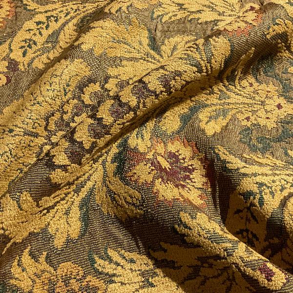 Victorian Floral Tapestry Chenille Gold Upholstery Fabric