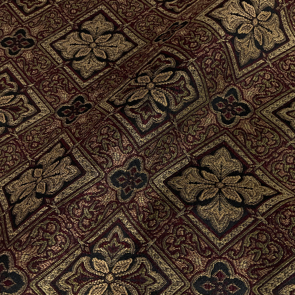 Swavelle Maroon Gold Diamond Upholstery Fabric