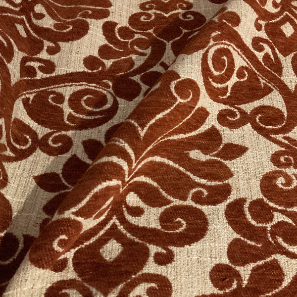 Burch Pablo Rust Orange Chenille Upholstery Fabric