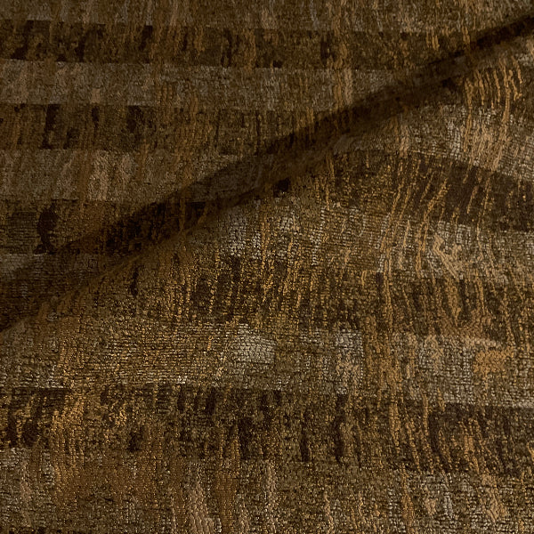 Addison Bark Brown Chenille Stripe Upholstery Fabric