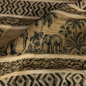 African Safari Brown Chenille Tapestry Upholstery Fabric