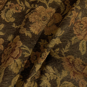 Alicia Antique Brown Beige Chenille Floral Upholstery Fabric