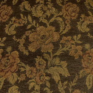 Alicia Antique Brown Beige Chenille Floral Upholstery Fabric