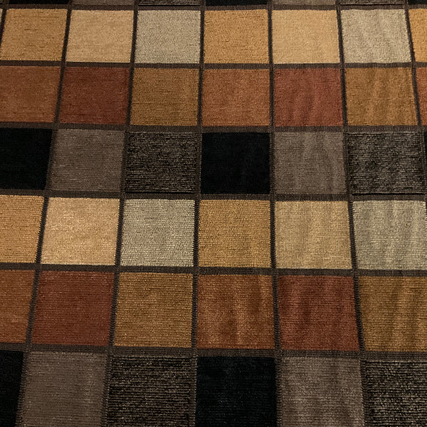 Arquette Quarry Brown Chenille Check Upholstery Fabric