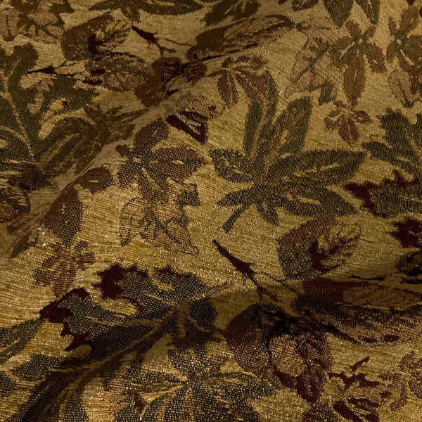 Autumn Leaves Brown Chenille Upholstery Fabric