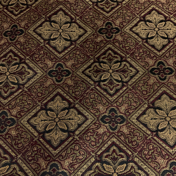 Swavelle Maroon Gold Diamond Upholstery Fabric