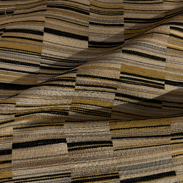 Barre Oak Beige Chenille Stripe Upholstery Fabric