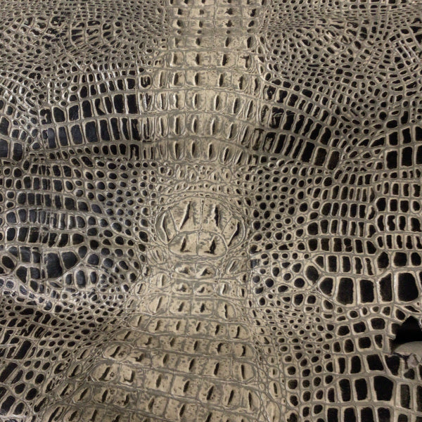Beige/Brown Alligator Embossed Leather Hide Upholstery Bundle
