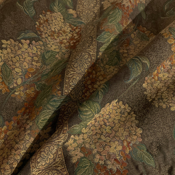 Beige Brown Floral Panel Stripe Upholstery Fabric