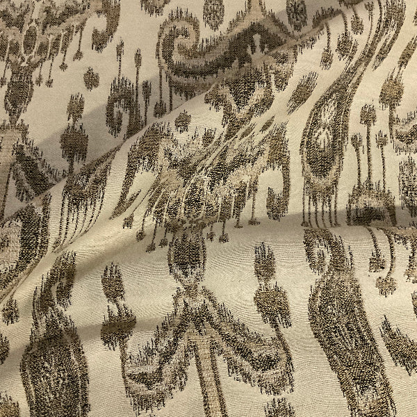 Beige Brown Ikat Design Upholstery Fabric