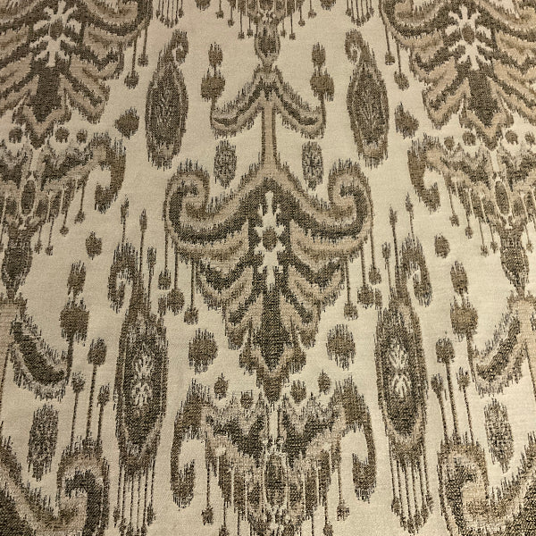 Beige Brown Ikat Design Upholstery Fabric