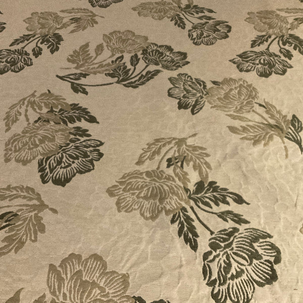 Beige Green Floral Design Upholstery Fabric
