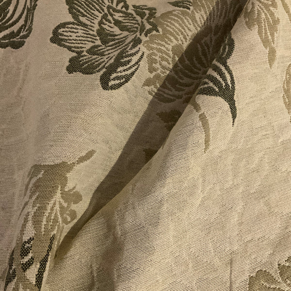 Beige Green Floral Design Upholstery Fabric