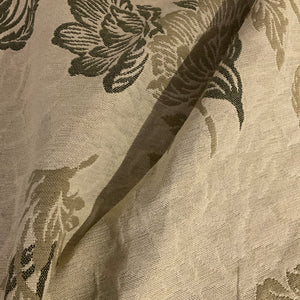 Beige Green Floral Design Upholstery Fabric