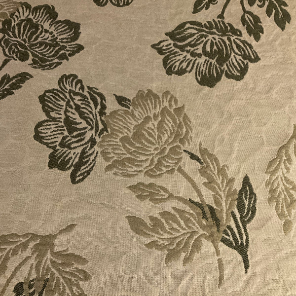 Beige Green Floral Design Upholstery Fabric