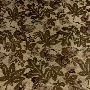 Beige Leaves Fall Pattern Designer Upholstery Fabric
