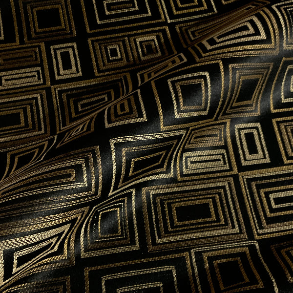 Black Gold Geometric Design Upholstery Fabric