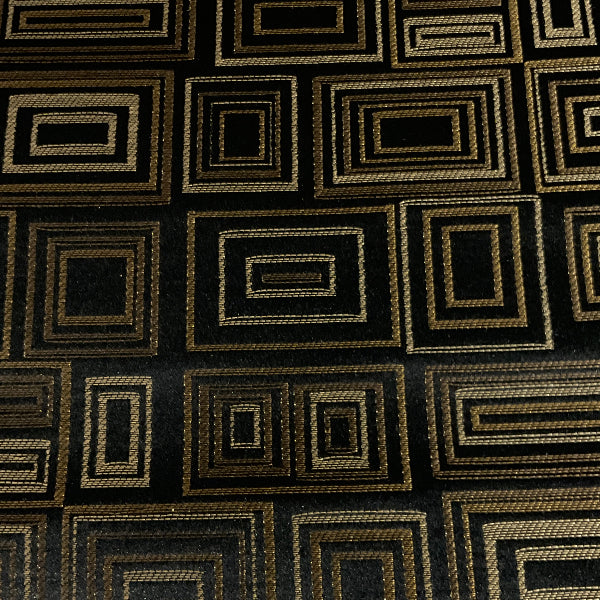 Black Gold Geometric Design Upholstery Fabric