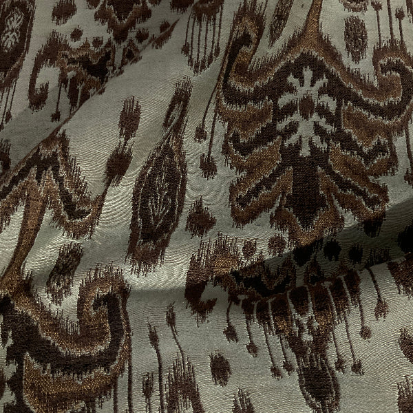 Blue Brown Ikat Design Upholstery Fabric