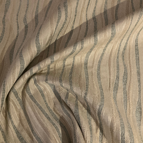 Blue Ivory Wavy Chenille Stripe Upholstery Fabric