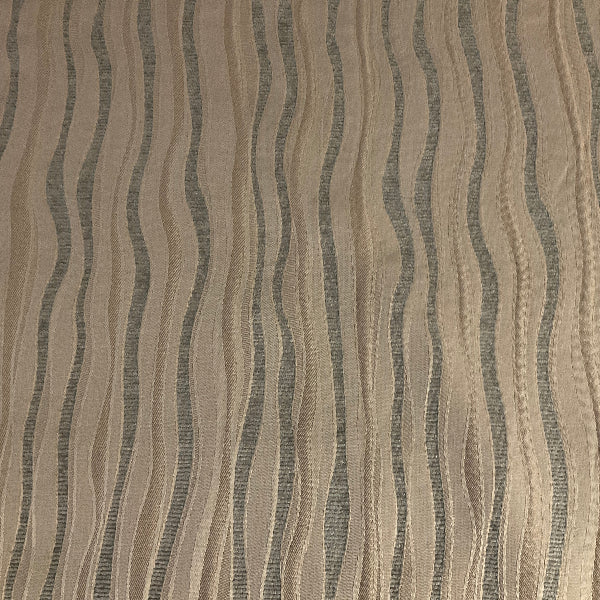 Blue Ivory Wavy Chenille Stripe Upholstery Fabric