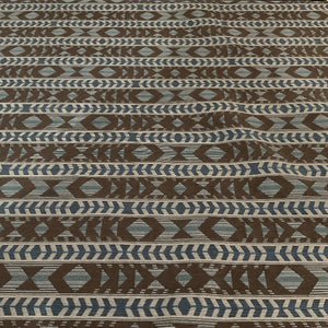 Blue and Brown Southwest Stripe Upholstery Fabric