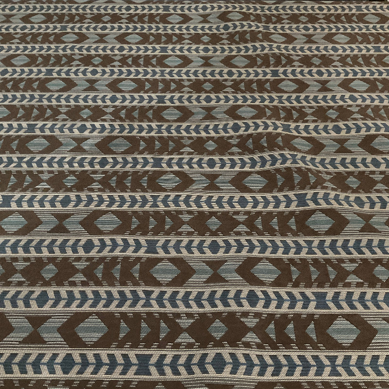 Blue and Brown Southwest Stripe Upholstery Fabric