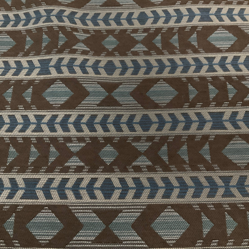 Blue and Brown Southwest Stripe Upholstery Fabric
