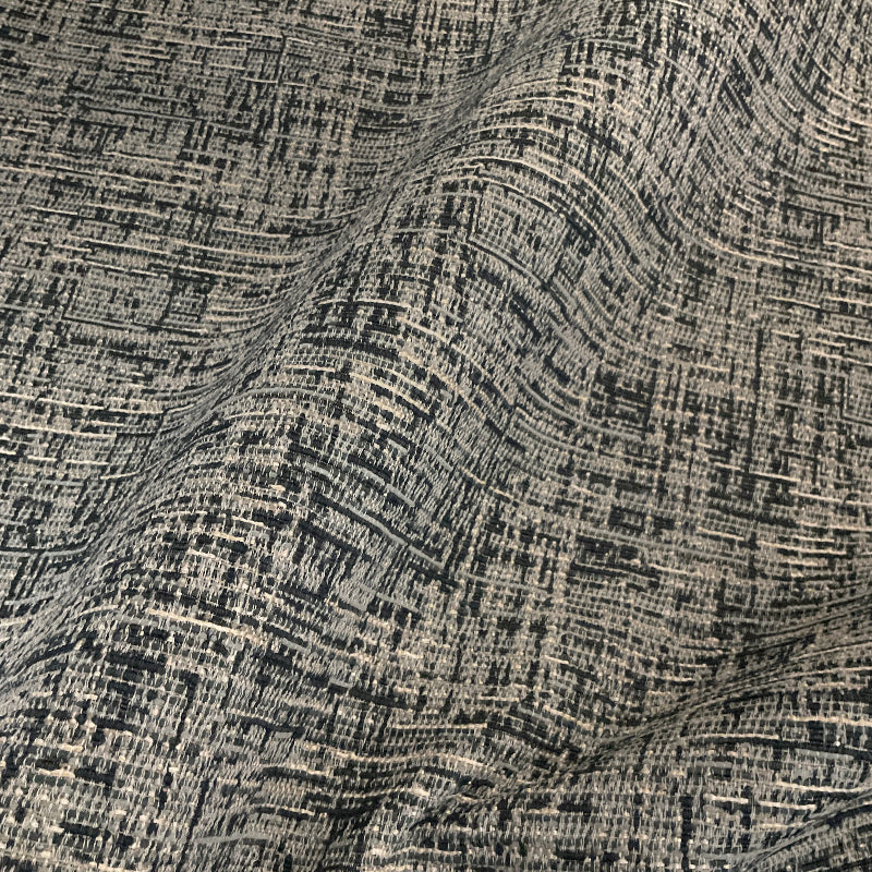 Blue and Silver Chenille Crosshatch Tweed Upholstery Fabric