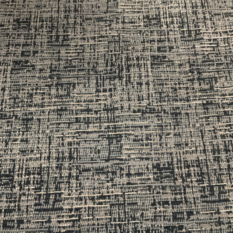 Blue and Silver Chenille Crosshatch Tweed Upholstery Fabric