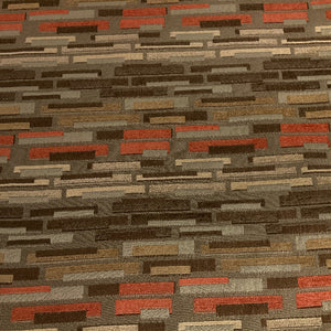 Brown Beige Geometric Chenille Stripe Upholstery Fabric