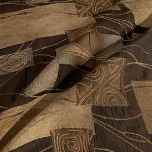 Brown Beige Geometric Chenille Upholstery Fabric
