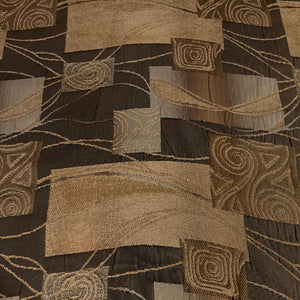 Brown Beige Geometric Chenille Upholstery Fabric