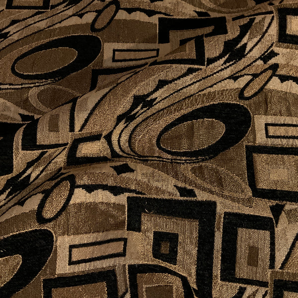 Brown Black Abstract Geometric Upholstery Fabric