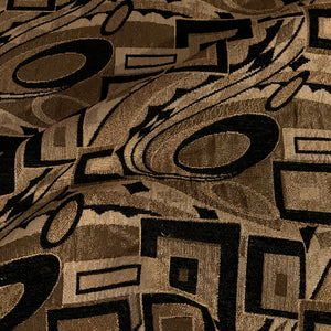 Brown Black Abstract Geometric Upholstery Fabric