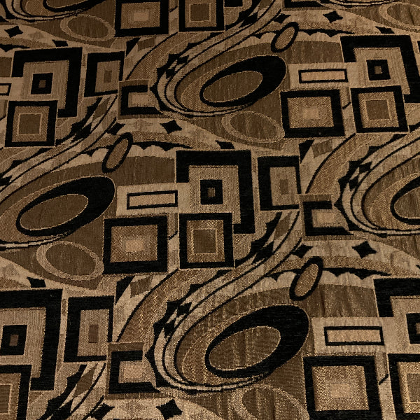 Brown Black Abstract Geometric Upholstery Fabric