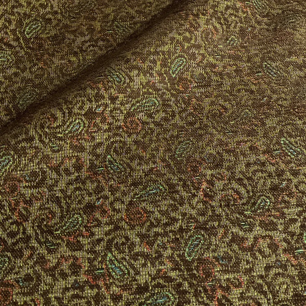 Brown Chenille Paisley Designer Upholstery Fabric