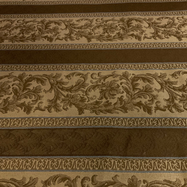 Brown Floral Panel Stripe Upholstery Fabric