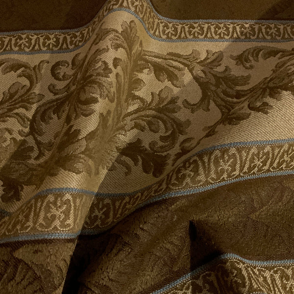 Brown Floral Panel Stripe Upholstery Fabric
