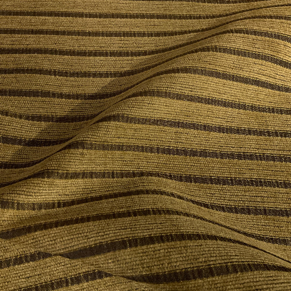 Brown Gold Chenille Stripe Upholstery Fabric