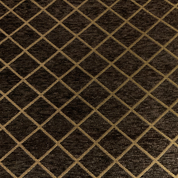 Brown Gold Diamond Chenille Upholstery Fabric