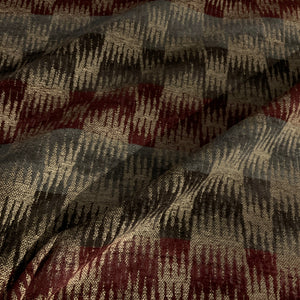 Brown Gray Zig Zag Chenille Stripe Designer Upholstery Fabric