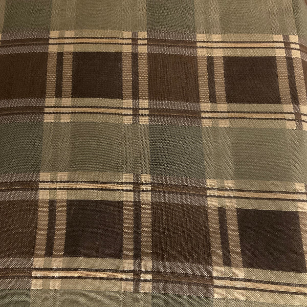Brown Green Plaid Stripe Upholstery Fabric